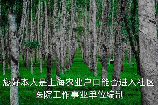 您好本人是上海農(nóng)業(yè)戶口能否進(jìn)入社區(qū)醫(yī)院工作事業(yè)單位編制