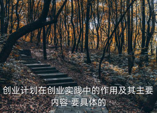 創業計劃在創業實踐中的作用及其主要內容 要具體的