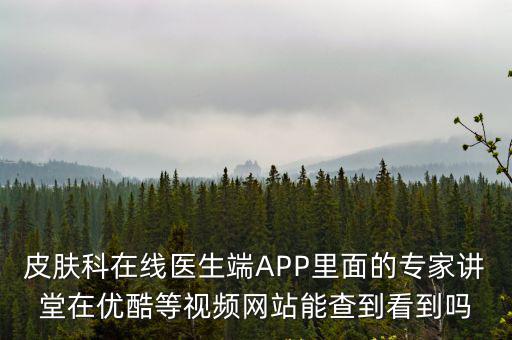 皮膚科在線醫生端APP里面的專家講堂在優酷等視頻網站能查到看到嗎