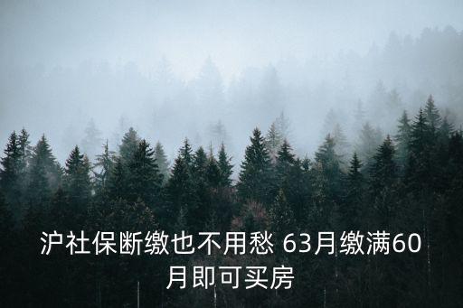 滬社保斷繳也不用愁 63月繳滿60月即可買房