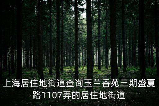 上海居住地街道查詢玉蘭香苑三期盛夏路1107弄的居住地街道