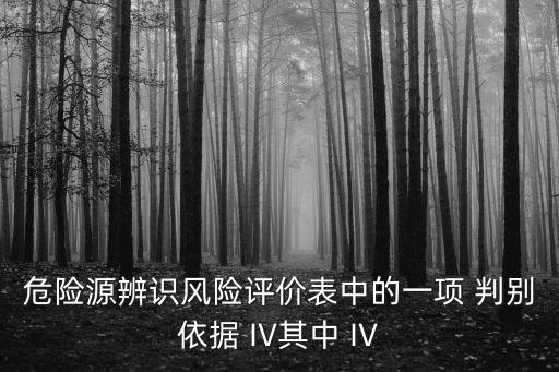 危險源辨識風險評價表中的一項 判別依據 IV其中 IV
