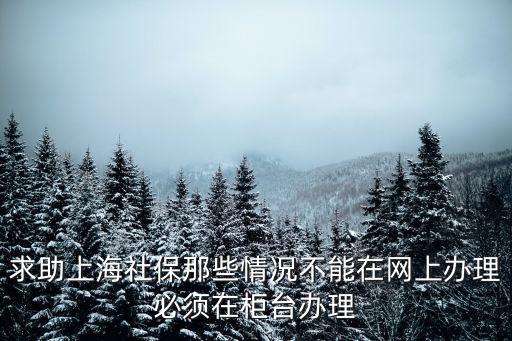 求助上海社保那些情況不能在網上辦理必須在柜臺辦理