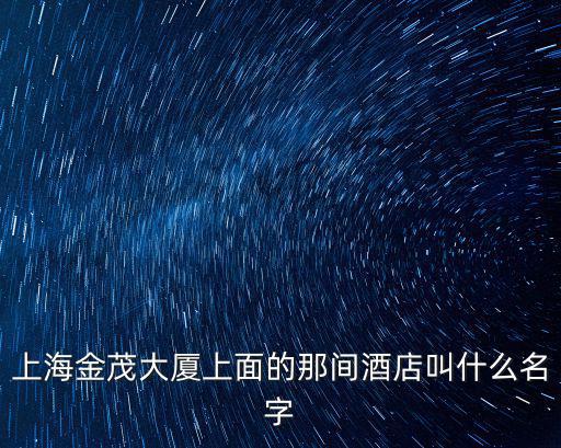 上海市石文君賓館，上海金茂大廈上面的那間酒店叫什么名字