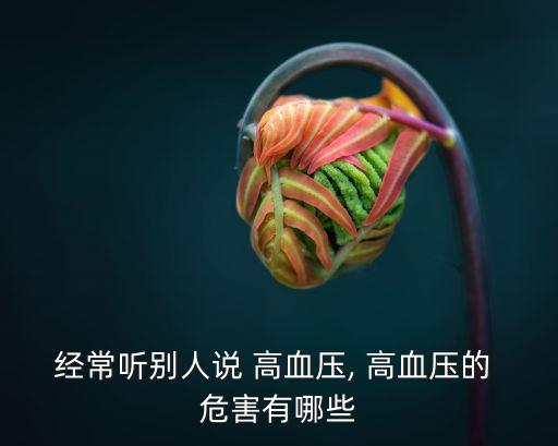 經常聽別人說 高血壓, 高血壓的 危害有哪些