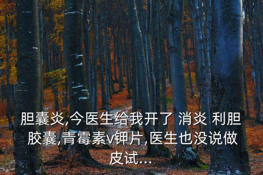 膽囊炎,今醫生給我開了 消炎 利膽 膠囊,青霉素v鉀片,醫生也沒說做皮試...