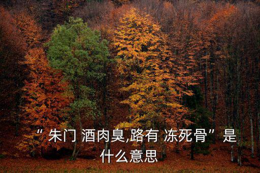 朱門酒肉臭路有凍死骨,第二種:朱門酒肉臭臭同凍死骨