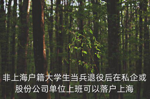 非上海戶籍大學生當兵退役后在私企或股份公司單位上班可以落戶上海