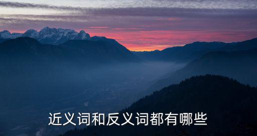 近義詞和反義詞都有哪些