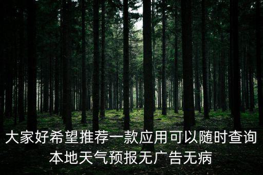 大家好希望推薦一款應用可以隨時查詢本地天氣預報無廣告無病