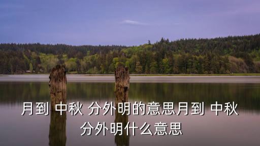 月到 中秋 分外明的意思月到 中秋 分外明什么意思
