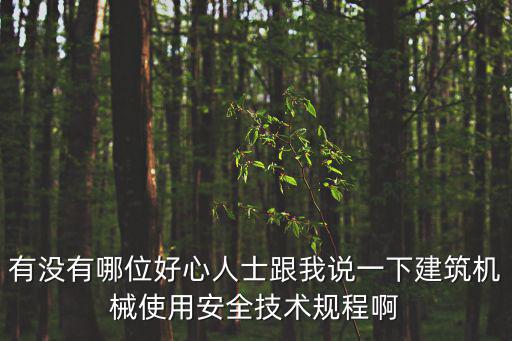 有沒有哪位好心人士跟我說一下建筑機械使用安全技術規程啊