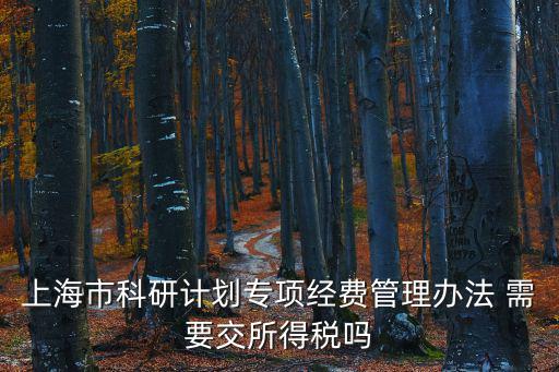 上海市科研計劃專項經費管理辦法 需要交所得稅嗎