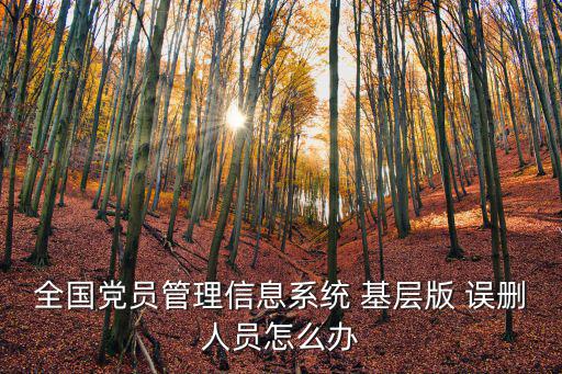 全國黨員管理信息系統 基層版 誤刪人員怎么辦
