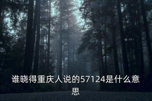 誰曉得重慶人說的57124是什么意思