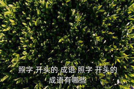  照字 開(kāi)頭的 成語(yǔ) 照字 開(kāi)頭的 成語(yǔ)有哪些