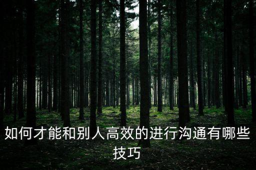 如何才能和別人高效的進行溝通有哪些技巧