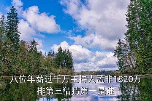 華少年薪，八位年薪過千萬主持人孟非1820萬排第三猜猜第一是誰