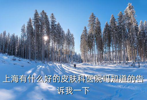 上海有什么好的皮膚科醫院嗎知道的告訴我一下