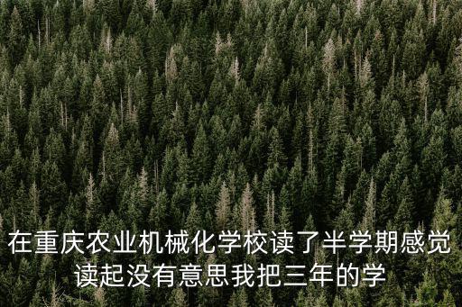在重慶農業機械化學校讀了半學期感覺讀起沒有意思我把三年的學
