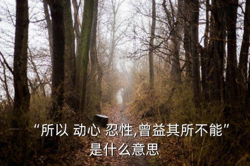 動心忍性,動心忍性四個字:撼動心靈強化氣質增加能力