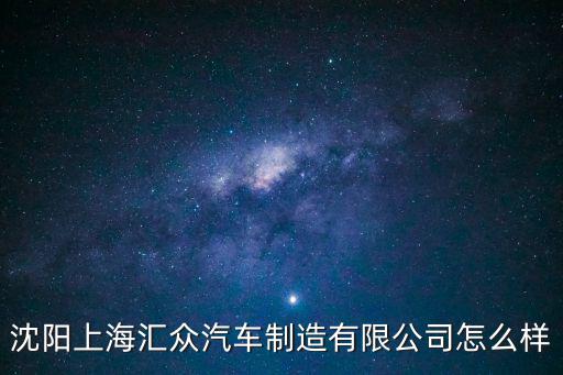 沈陽上海匯眾汽車制造有限公司怎么樣