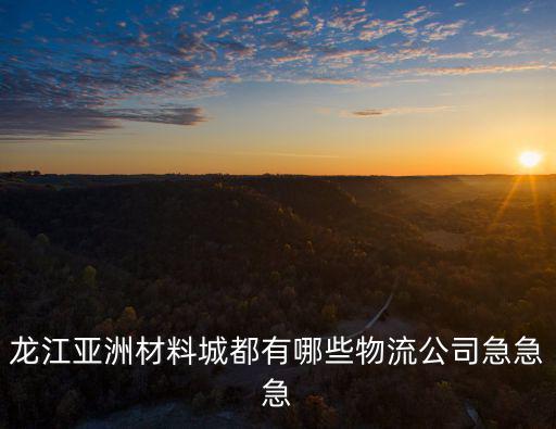 龍江亞洲材料城都有哪些物流公司急急急