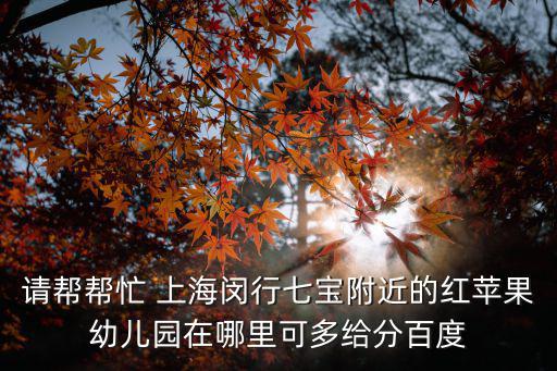 請幫幫忙 上海閔行七寶附近的紅蘋果幼兒園在哪里可多給分百度