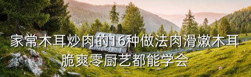 家常木耳炒肉的16種做法肉滑嫩木耳脆爽零廚藝都能學(xué)會