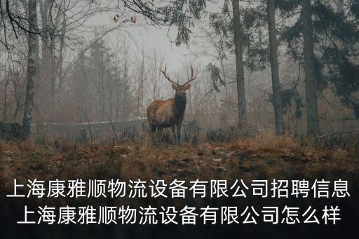 上海康雅順物流設備有限公司招聘信息上海康雅順物流設備有限公司怎么樣