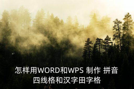 怎樣用WORD和WPS 制作 拼音四線格和漢字田字格