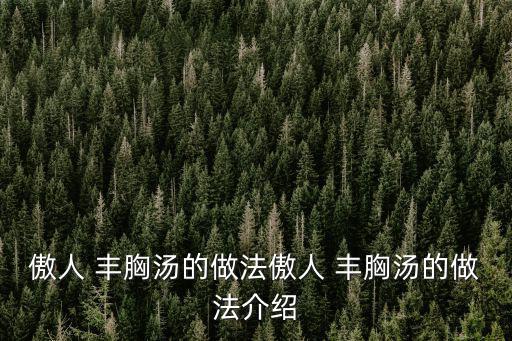 傲人 豐胸湯的做法傲人 豐胸湯的做法介紹