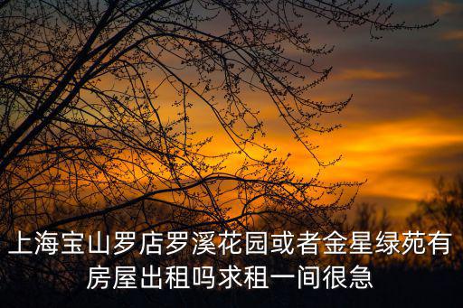 上海寶山羅店羅溪花園或者金星綠苑有房屋出租嗎求租一間很急
