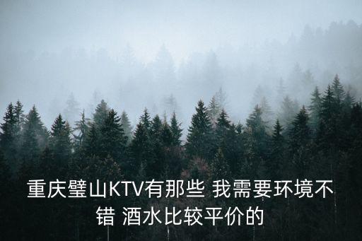 重慶璧山KTV有那些 我需要環境不錯 酒水比較平價的