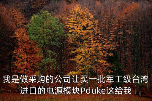 我是做采購的公司讓買一批軍工級(jí)臺(tái)灣進(jìn)口的電源模塊Pduke這給我