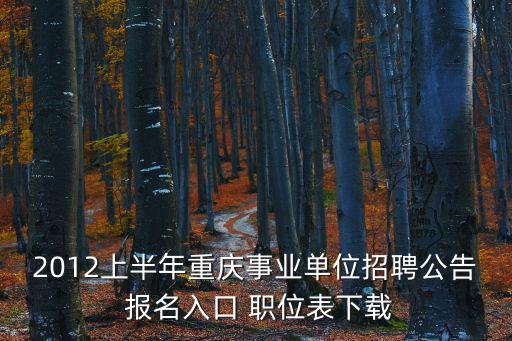 2012上半年重慶事業單位招聘公告 報名入口 職位表下載