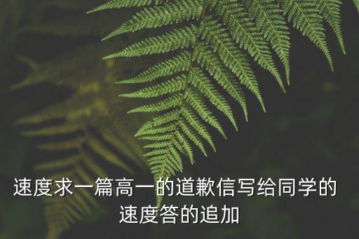 速度求一篇高一的道歉信寫給同學(xué)的 速度答的追加