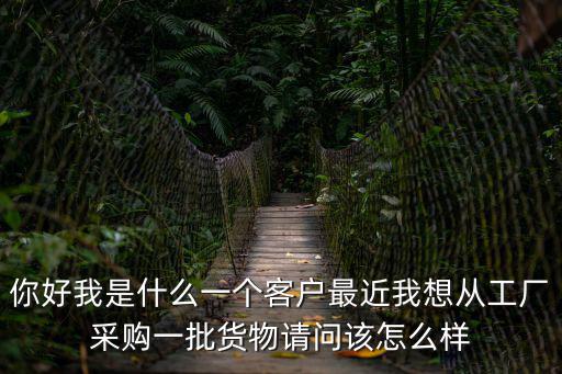 你好我是什么一個客戶最近我想從工廠采購一批貨物請問該怎么樣