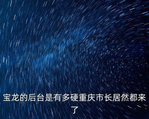 寶龍的后臺是有多硬重慶市長居然都來了
