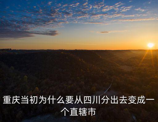 重慶當初為什么要從四川分出去變成一個直轄市