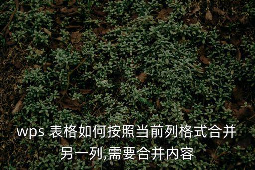 wps 表格如何按照當(dāng)前列格式合并另一列,需要合并內(nèi)容