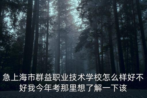 急上海市群益職業技術學校怎么樣好不好我今年考那里想了解一下該