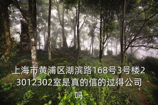 上海市黃浦區湖濱路168號3號樓23012302室是真的信的過得公司嗎