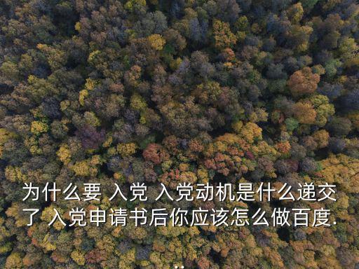 為什么要 入黨 入黨動機是什么遞交了 入黨申請書后你應該怎么做百度...