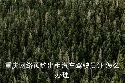 重慶網絡預約出租汽車駕駛員證 怎么辦理
