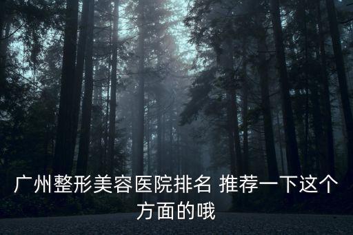 廣州整形美容醫院排名 推薦一下這個方面的哦