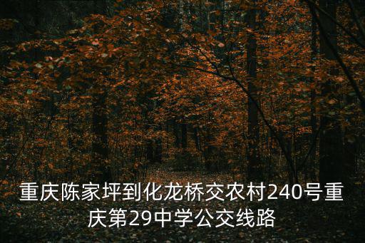 重慶陳家坪到化龍橋交農(nóng)村240號重慶第29中學(xué)公交線路