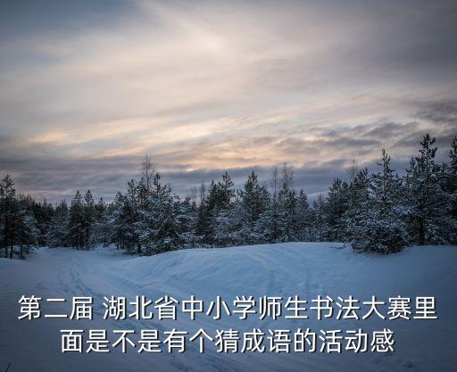第二屆 湖北省中小學師生書法大賽里面是不是有個猜成語的活動感