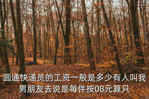圓通快遞員的工資一般是多少有人叫我男朋友去說是每件按08元算只
