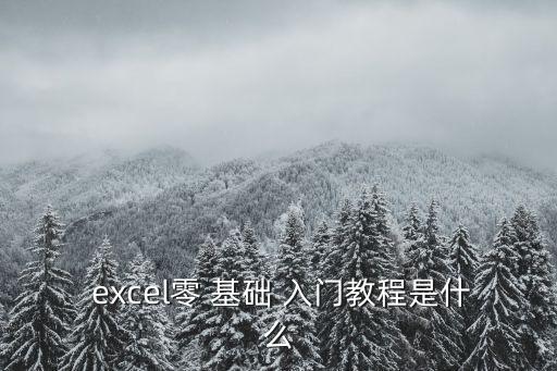  excel零 基礎 入門教程是什么